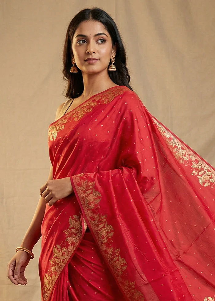 Pink Dupion Silk Saree With Blouse Piece - Image 2