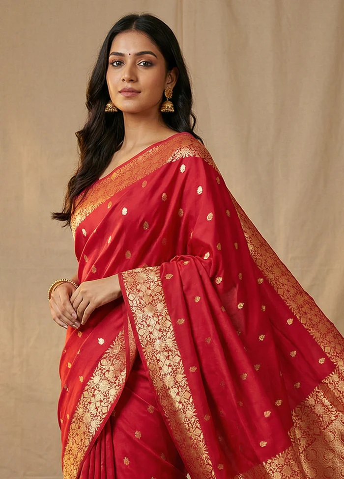 Pink Dupion Silk Saree With Blouse Piece - Image 2