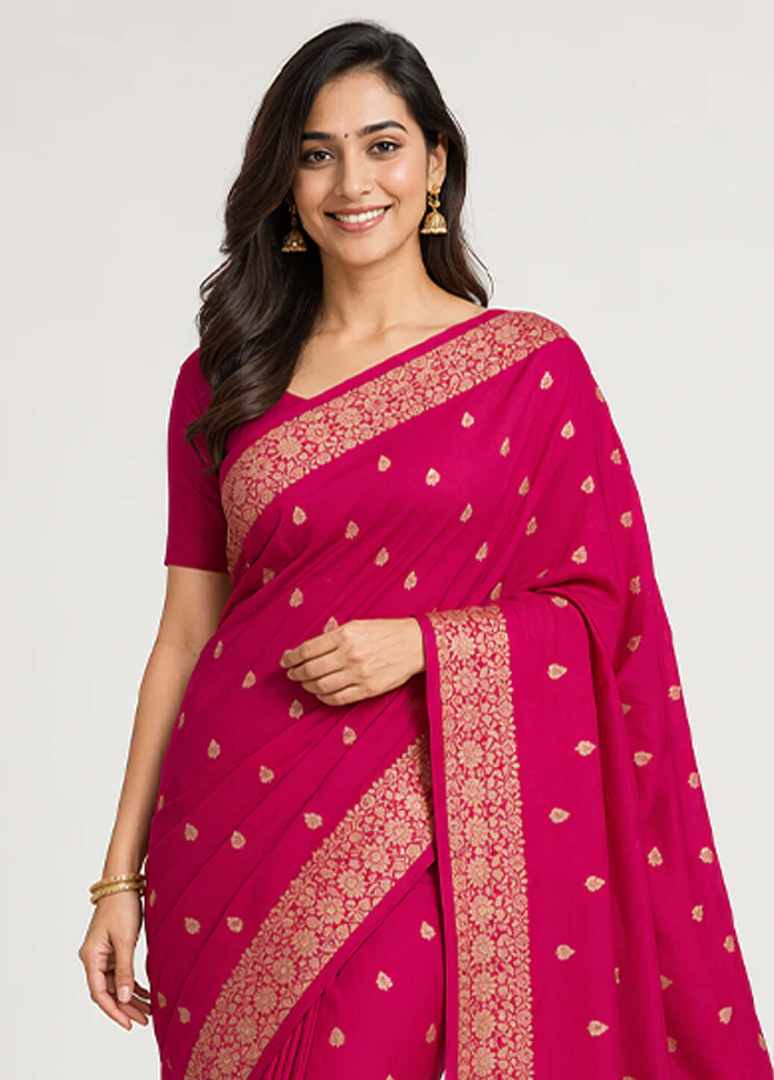 Pink Dupion Silk Saree With Blouse Piece - Image 2