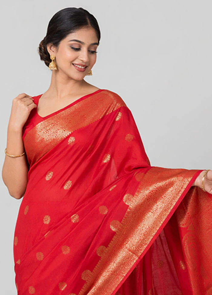 Pink Dupion Silk Saree With Blouse Piece - Image 2