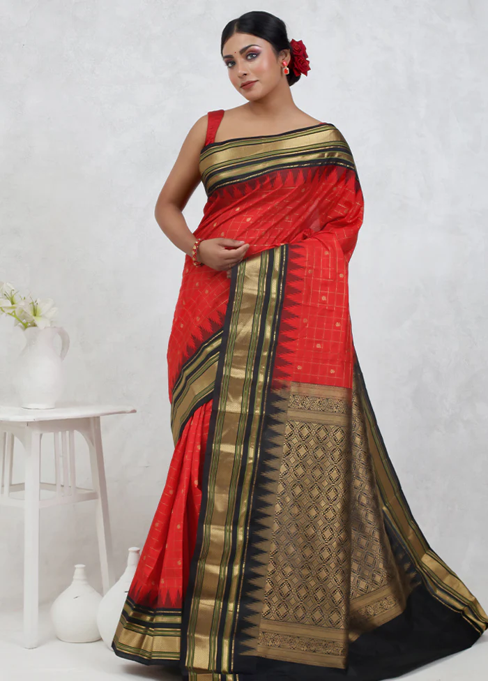 Pink Gadwal Pure Silk Saree Without Blouse Piece - Image 2