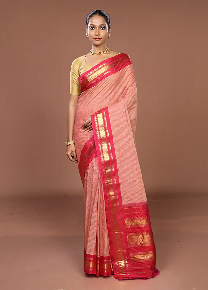 Pink Gadwal Pure Silk Saree Without Blouse Piece - Image 2