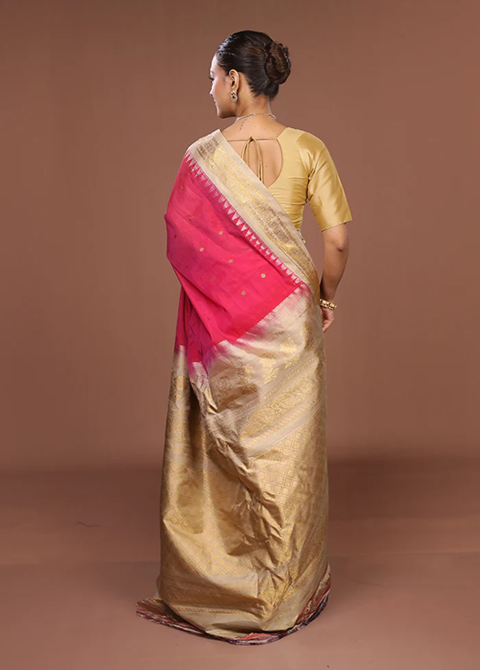 Pink Gadwal Pure Silk Saree Without Blouse Piece - Image 3