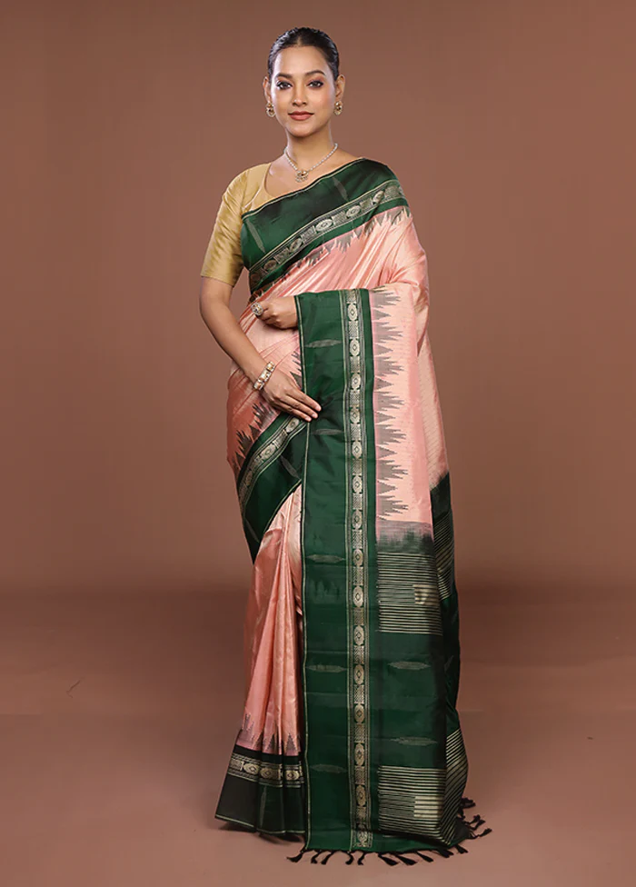 Pink Gadwal Pure Silk Saree Without Blouse Piece - Image 2