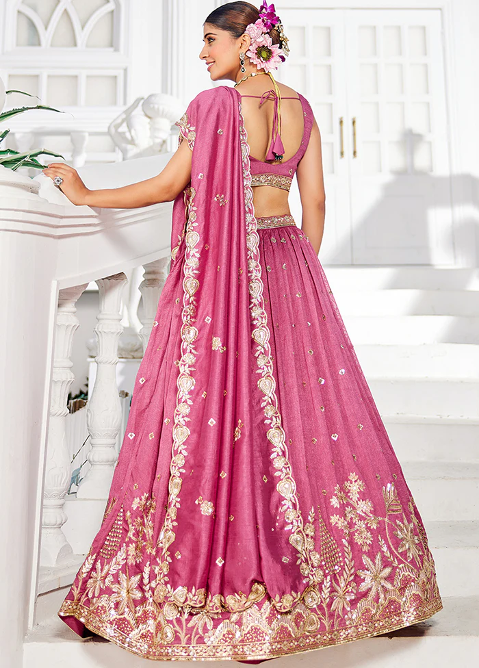 Pink Georgette Dupatta Lehenga Set - Image 3