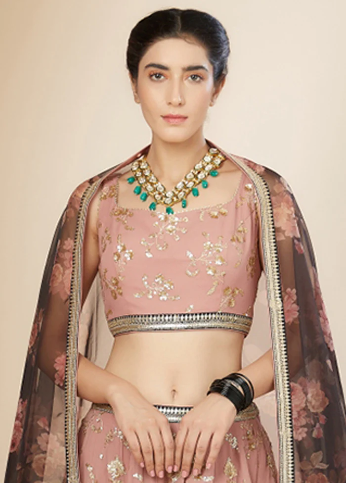 Pink Georgette Dupatta Lehenga Set - Image 2
