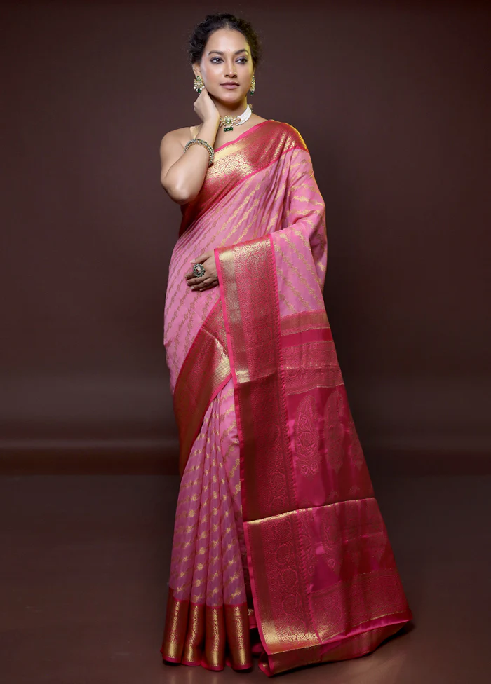 Pink Georgette Saree With Blouse Piece - Image 2