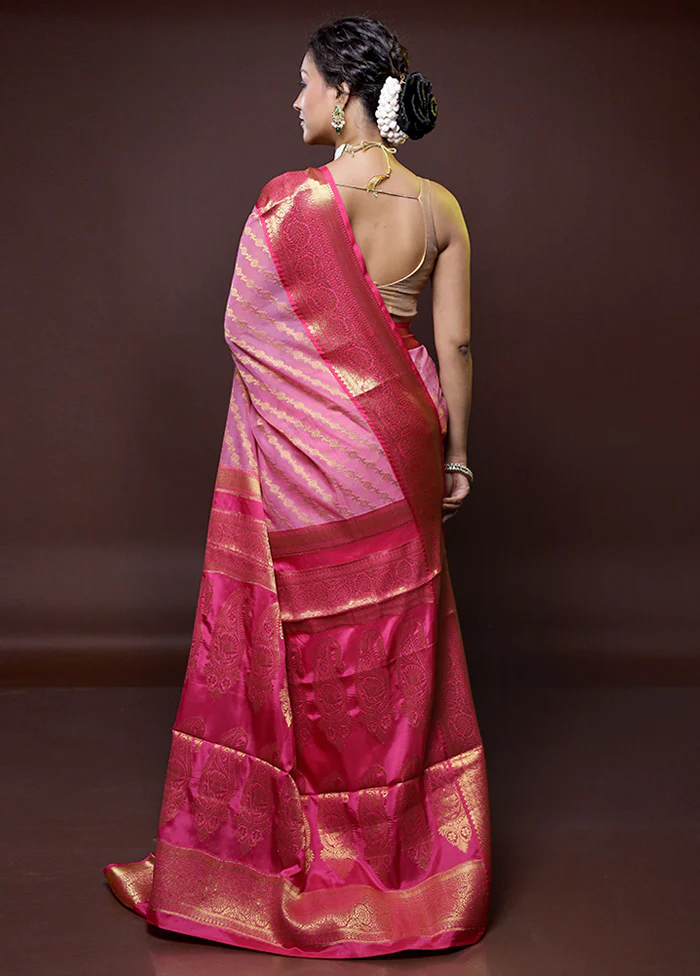 Pink Georgette Saree With Blouse Piece - Image 3