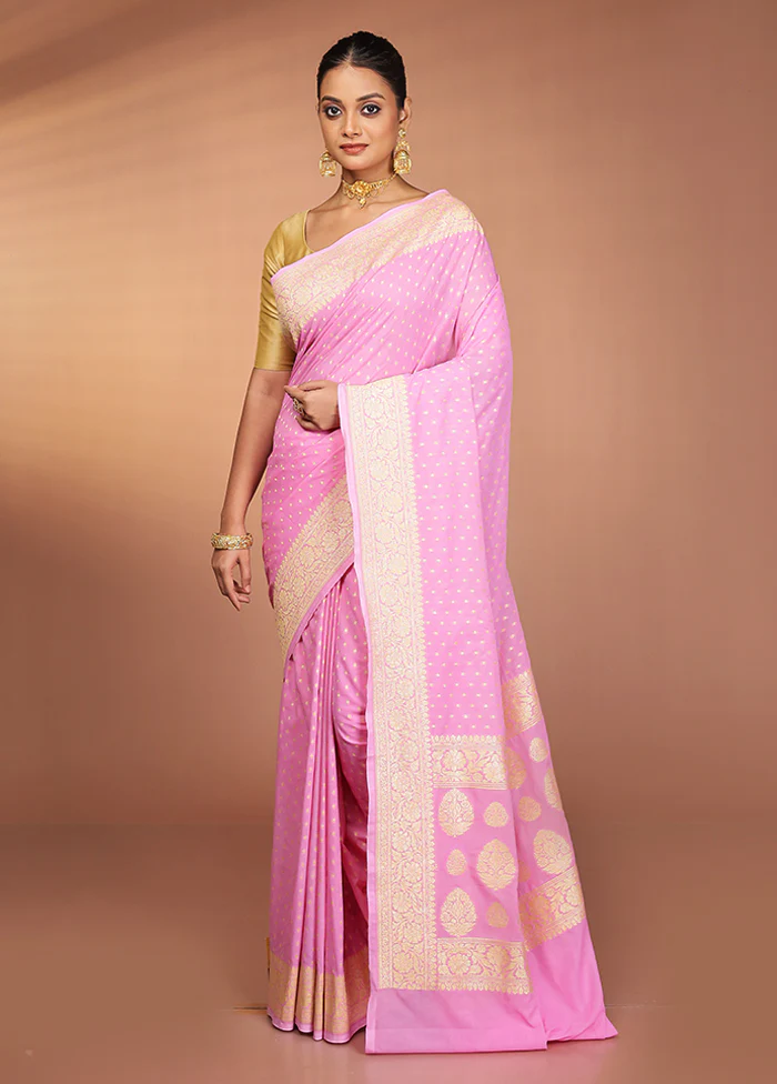 Pink Georgette Saree With Blouse Piece - Image 2