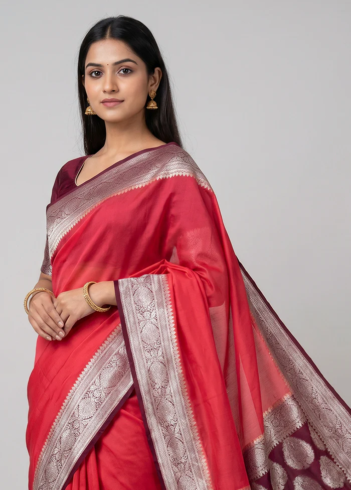 Pink Georgette Saree With Blouse Piece - Image 2