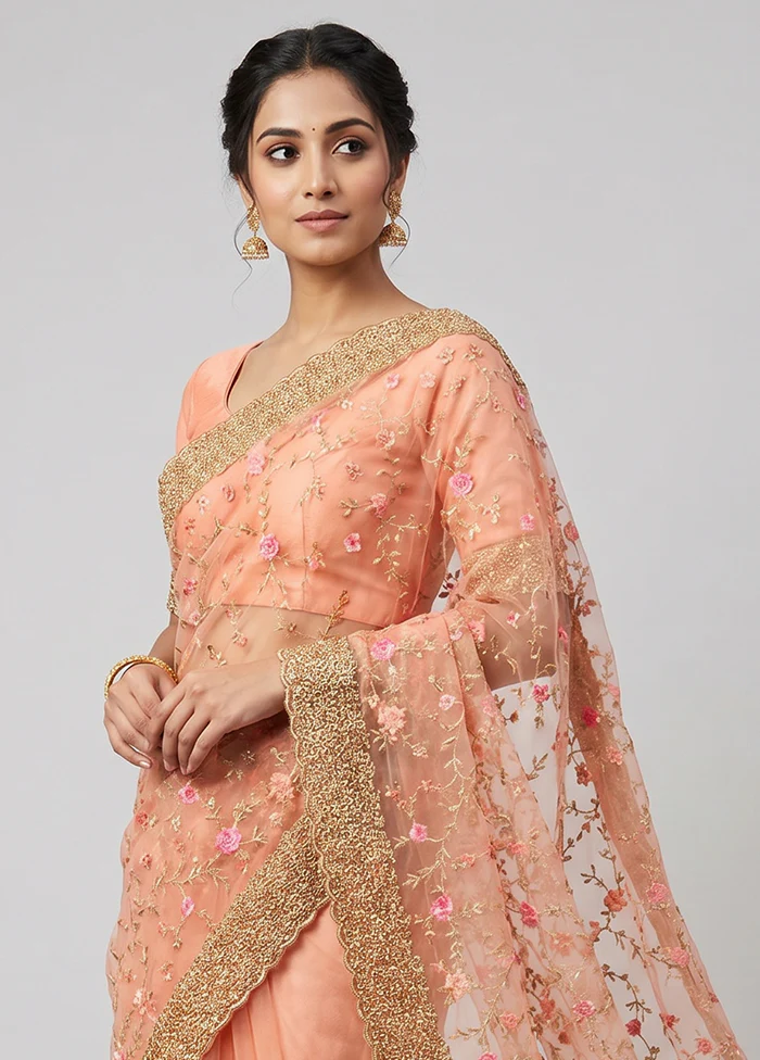 Pink Georgette Saree With Blouse Piece - Image 2