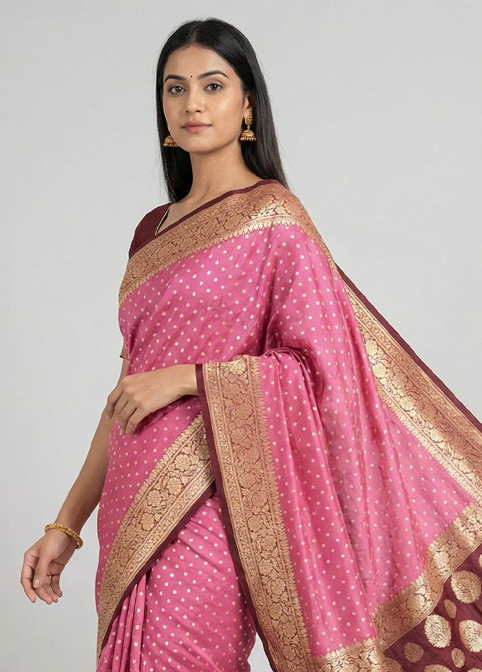 Pink Georgette Saree With Blouse Piece - Image 2