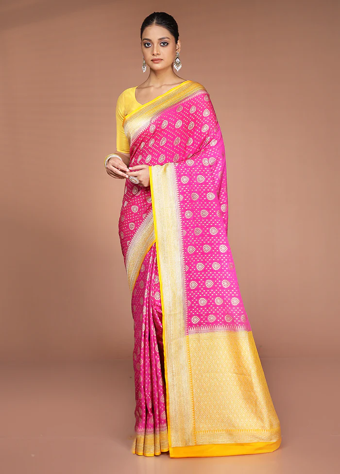 Pink Georgette Saree With Blouse Piece - Image 2