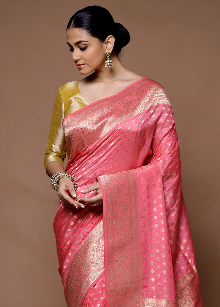 Pink Georgette Saree With Blouse Piece - Image 2