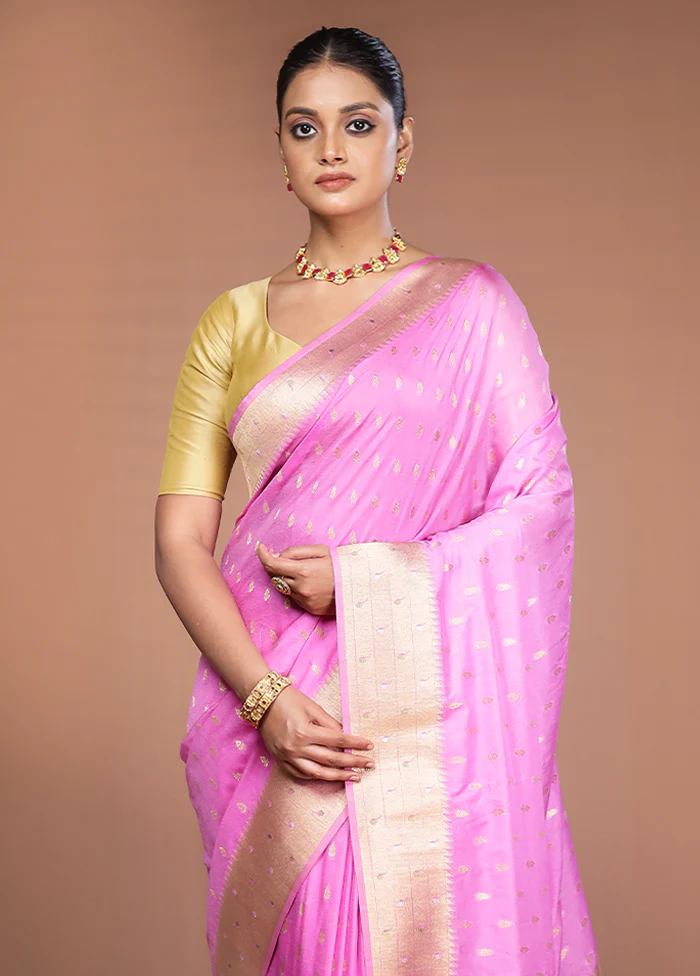 Pink Georgette Saree With Blouse Piece
