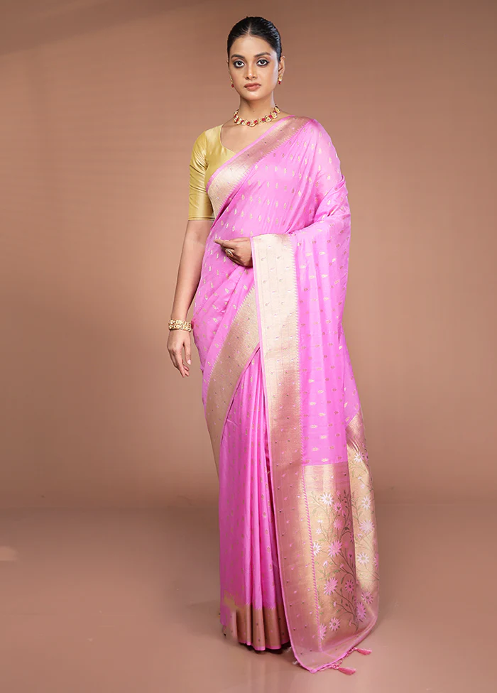 Pink Georgette Saree With Blouse Piece - Image 2