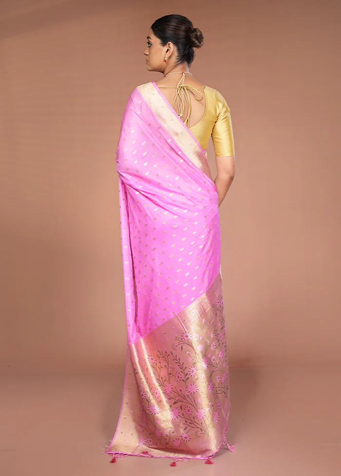 Pink Georgette Saree With Blouse Piece - Image 3