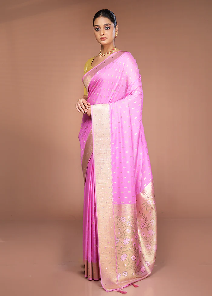 Pink Georgette Saree With Blouse Piece - Image 4