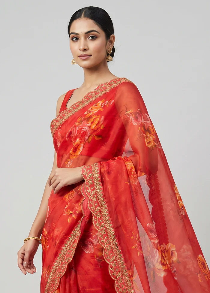 Pink Georgette Saree With Blouse Piece - Image 2