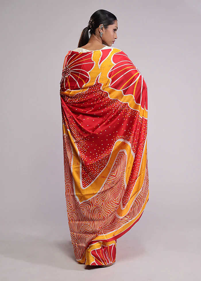 Red Georgette Saree With Blouse Piece - Image 3