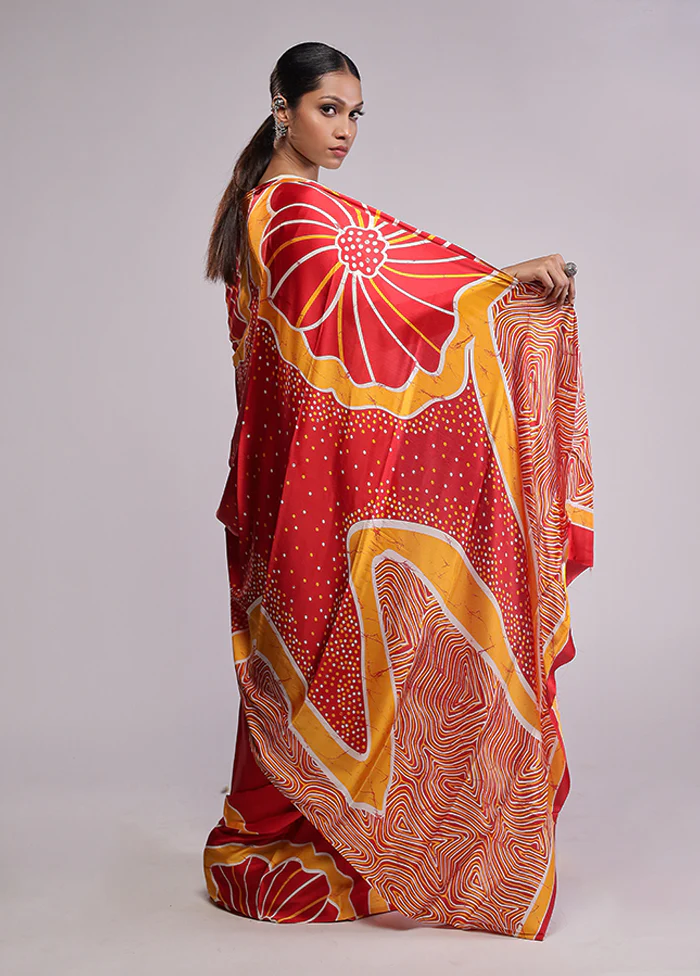 Red Georgette Saree With Blouse Piece - Image 4
