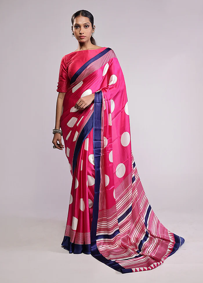 Pink Georgette Saree With Blouse Piece - Image 2