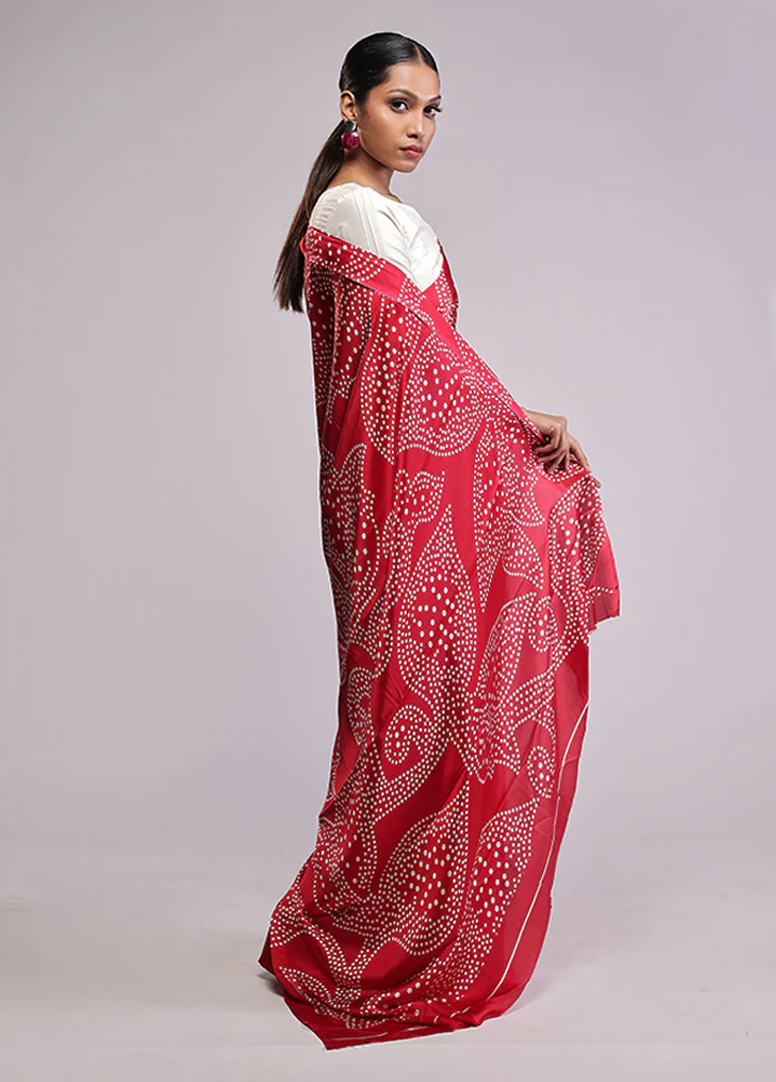 Pink Georgette Saree With Blouse Piece - Image 4