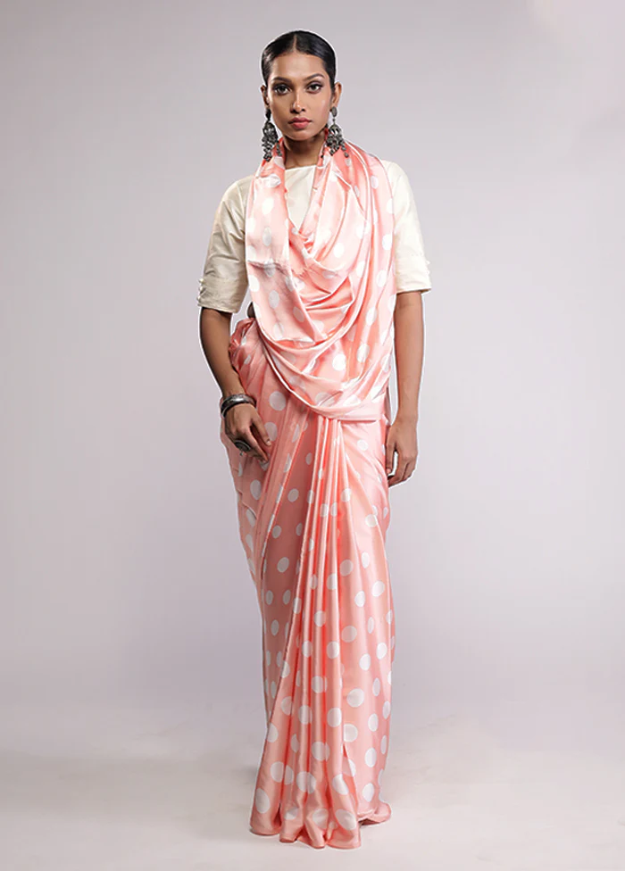Peach Georgette Saree With Blouse Piece - Image 2
