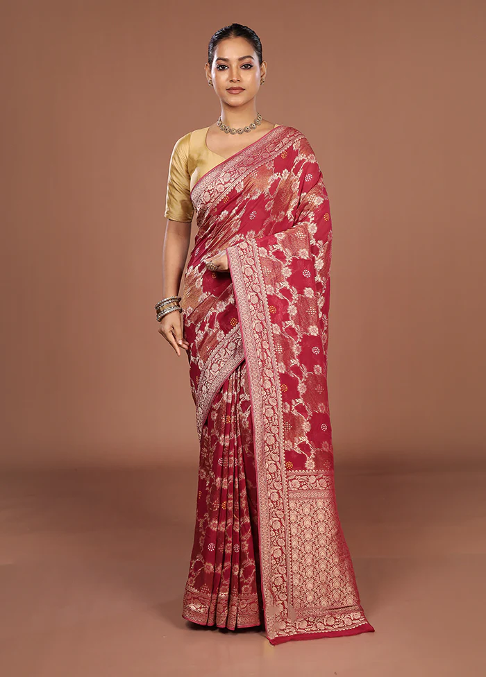 Pink Georgette Saree With Blouse Piece - Image 2