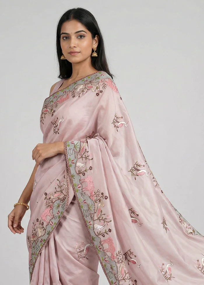 Pink Georgette Saree With Blouse Piece - Image 2