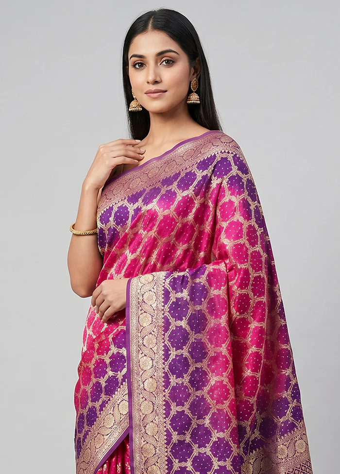 Pink Georgette Saree With Blouse Piece - Image 2