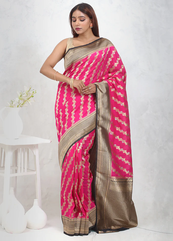 Pink Georgette Saree With Blouse Piece - Image 2