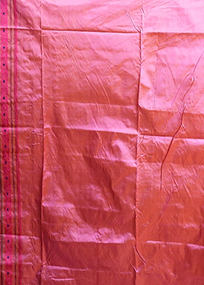Pink Handloom Assam Pure Silk Saree With Blouse Piece - Image 5