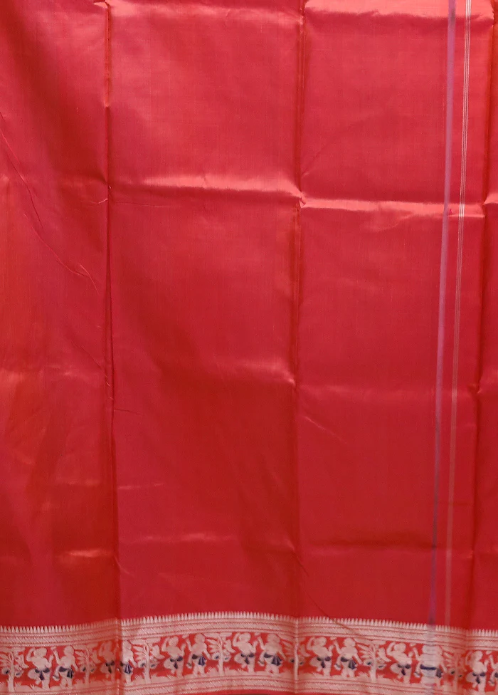 Pink Handloom Baluchari Pure Silk Saree With Blouse Piece - Image 5