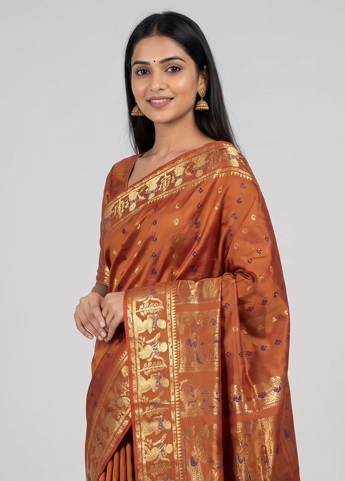Pink Handloom Baluchari Pure Silk Saree With Blouse Piece - Image 2
