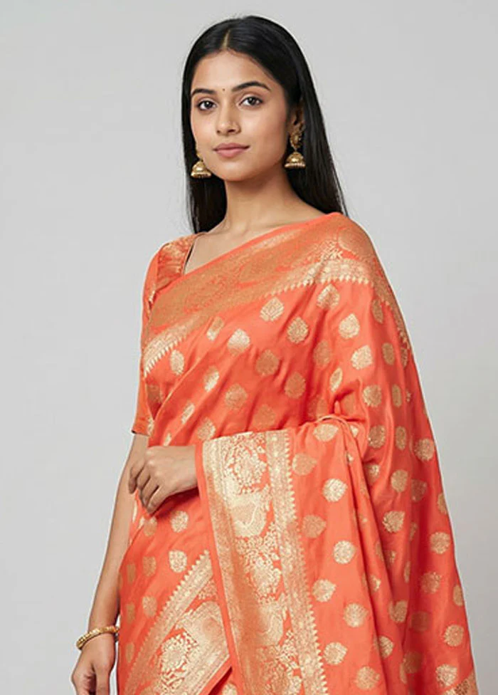 Pink Handloom Banarasi Pure Silk Saree With Blouse Piece - Image 2