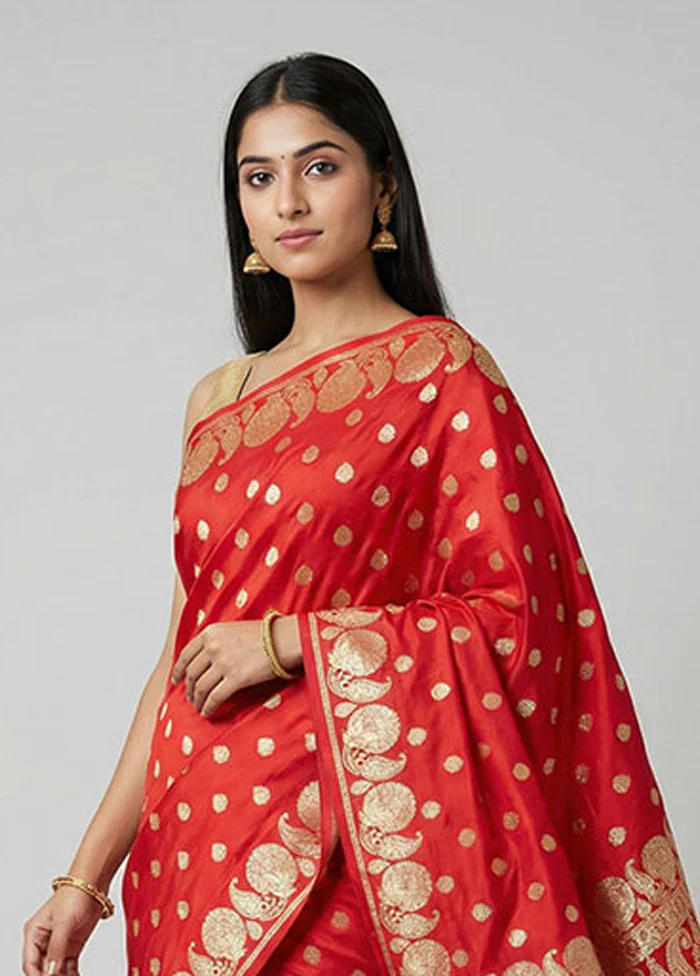 Pink Handloom Banarasi Pure Silk Saree With Blouse Piece - Image 2