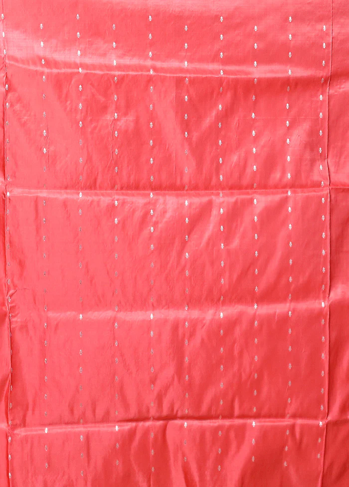 Pink Handloom Banarasi Pure Silk Saree With Blouse Piece - Image 5