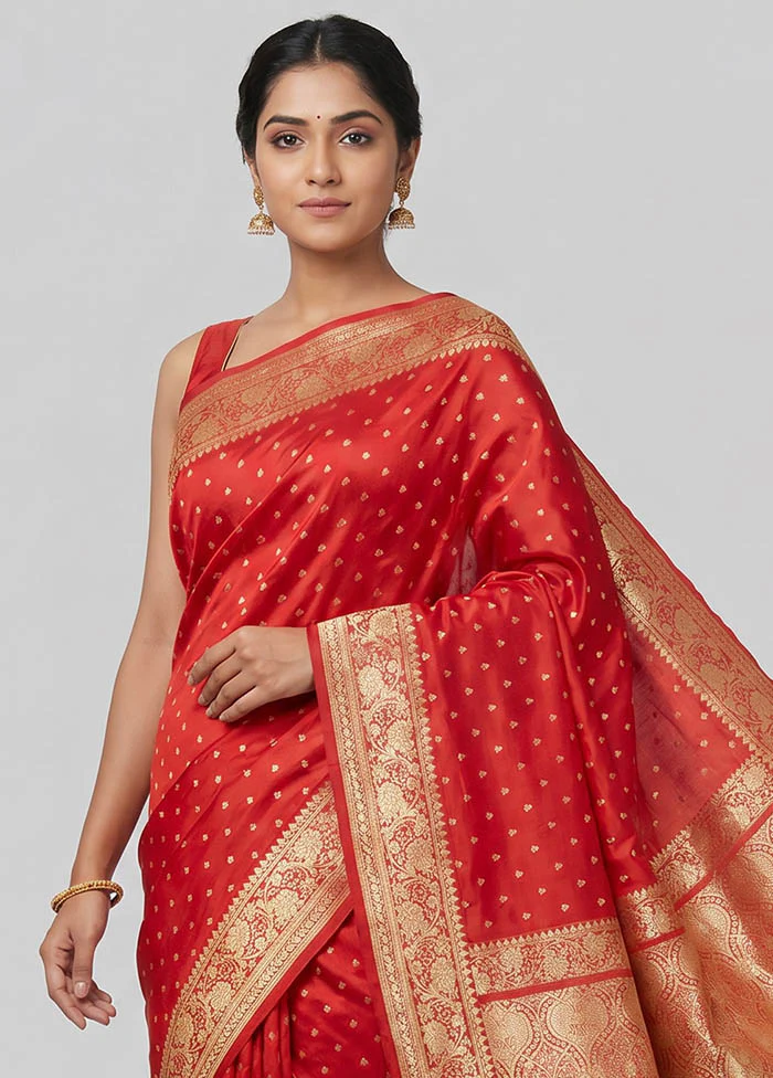 Pink Handloom Banarasi Pure Silk Saree With Blouse Piece - Image 2