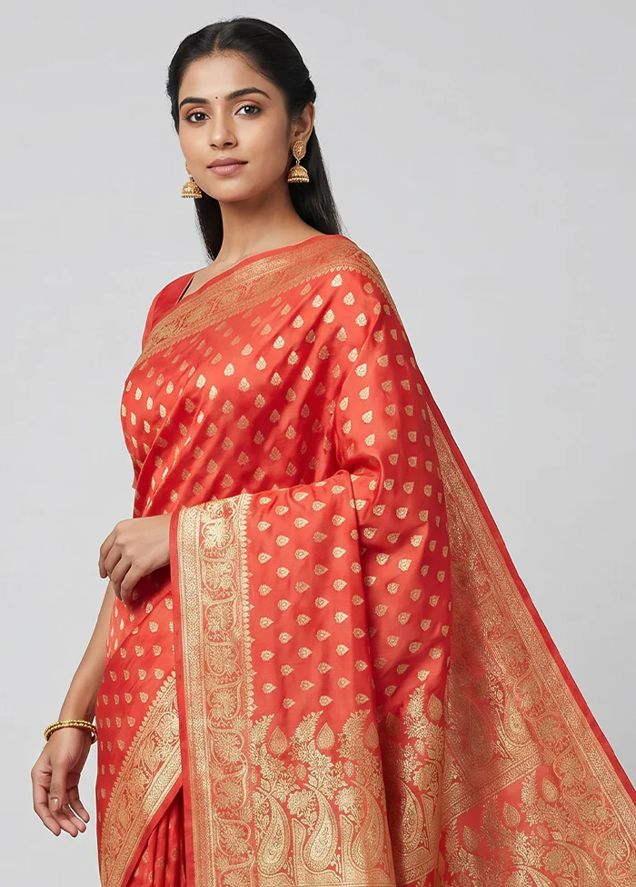 Pink Handloom Banarasi Pure Silk Saree With Blouse Piece - Image 2