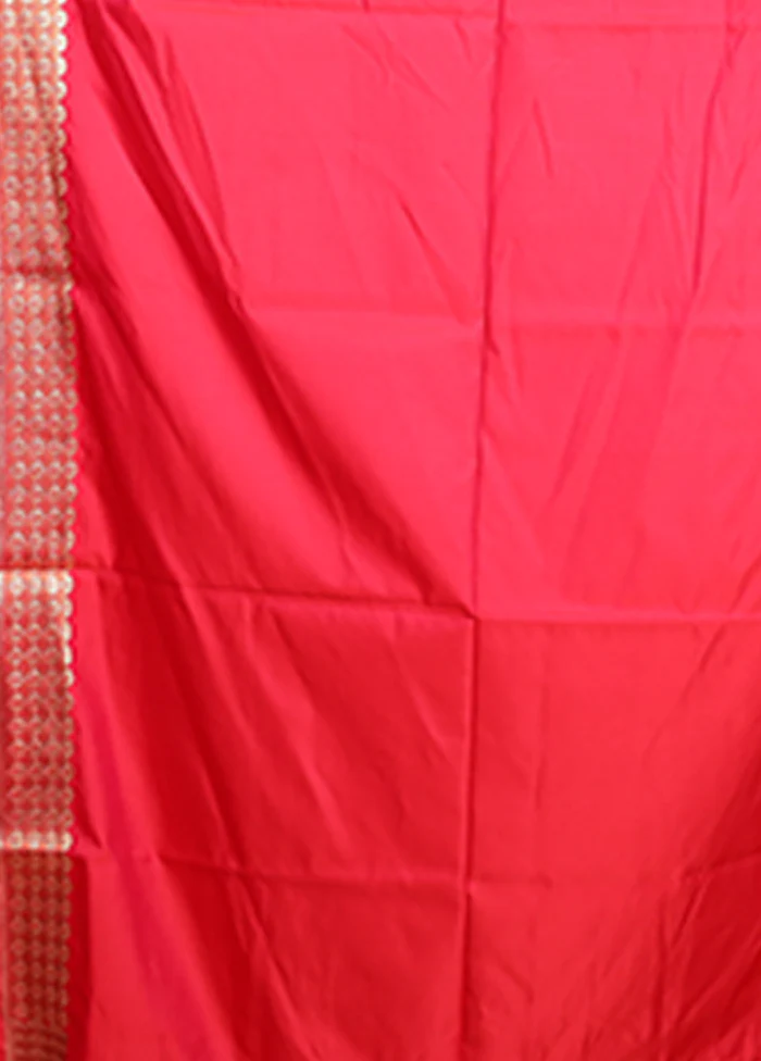 Pink Handloom Banarasi Pure Silk Saree With Blouse Piece - Image 5
