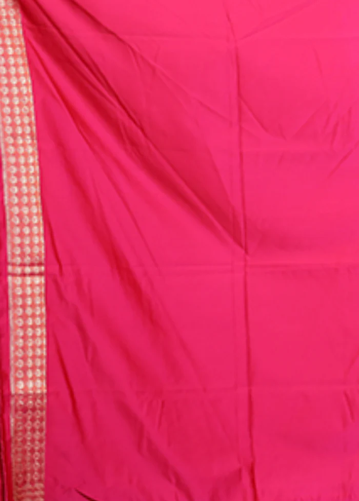 Pink Handloom Banarasi Pure Silk Saree With Blouse Piece - Image 5
