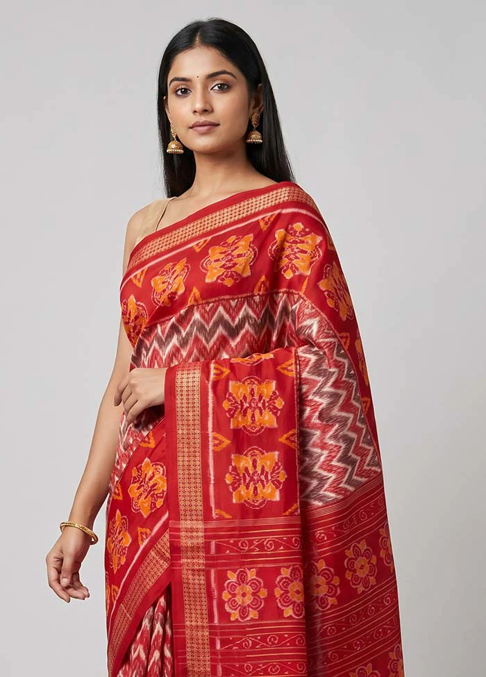 Pink Handloom Bomkai Pure Silk Saree With Blouse Piece - Image 2