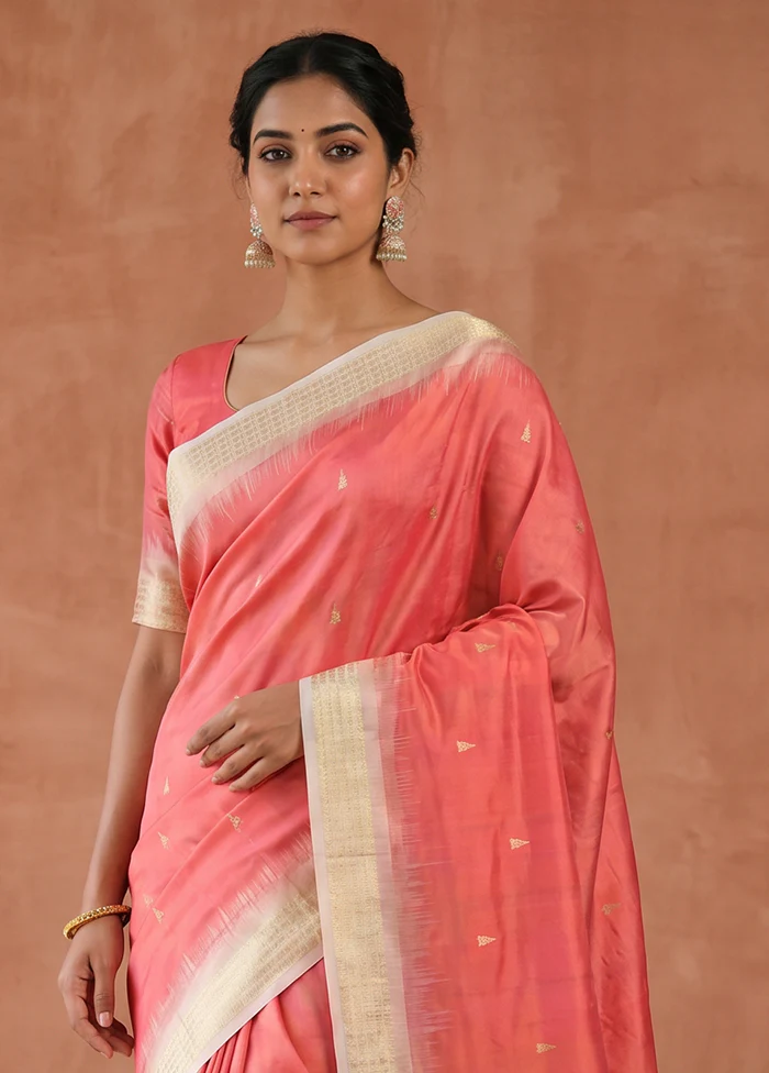 Pink Handloom Bomkai Pure Silk Saree With Blouse Piece - Image 2