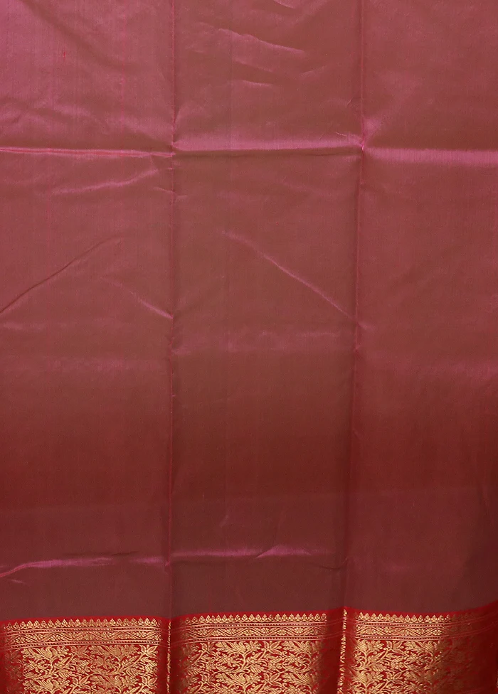Pink Handloom Chanderi Pure Cotton Saree With Blouse Piece - Image 5
