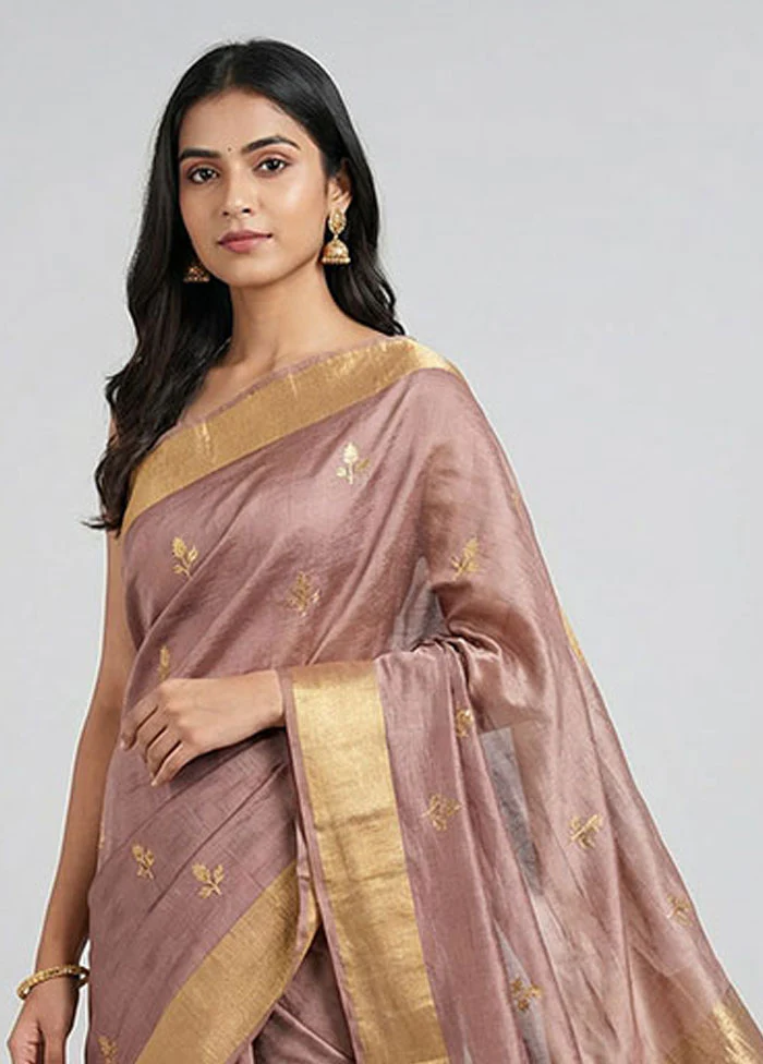Pink Handloom Chanderi Pure Silk Saree With Blouse Piece - Image 2