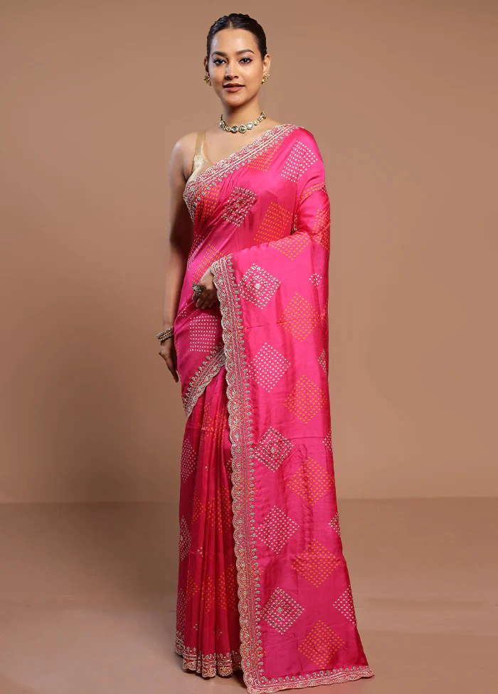 Pink Handloom Chiffon Pure Silk Saree With Blouse Piece