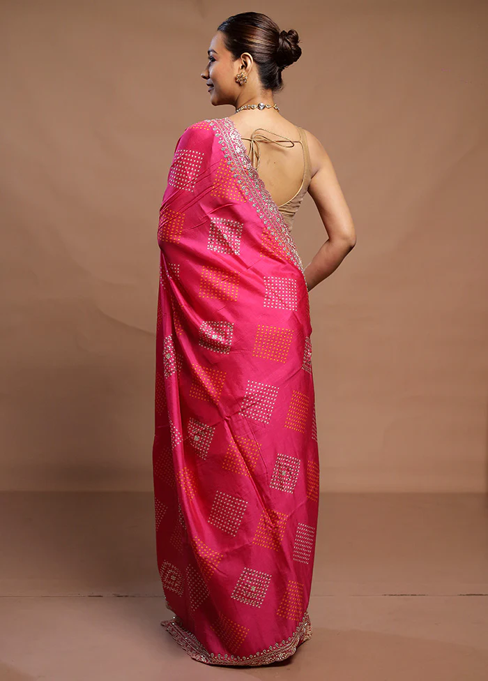 Pink Handloom Chiffon Pure Silk Saree With Blouse Piece - Image 3