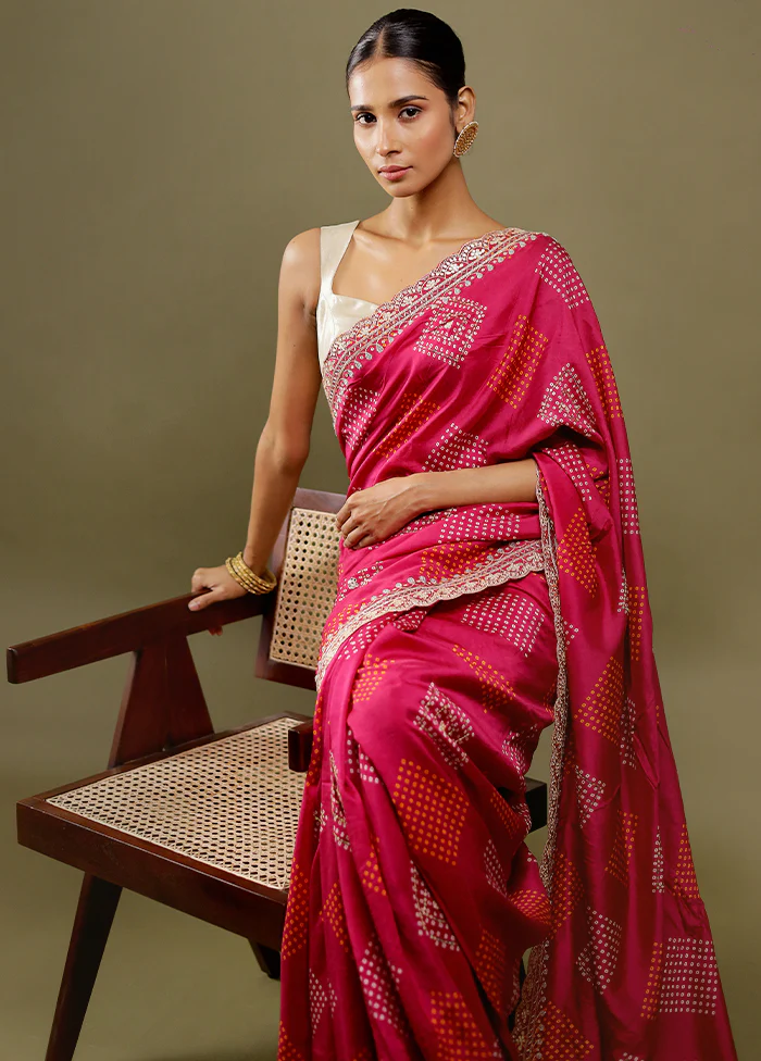 Pink Handloom Chiffon Pure Silk Saree With Blouse Piece - Image 3