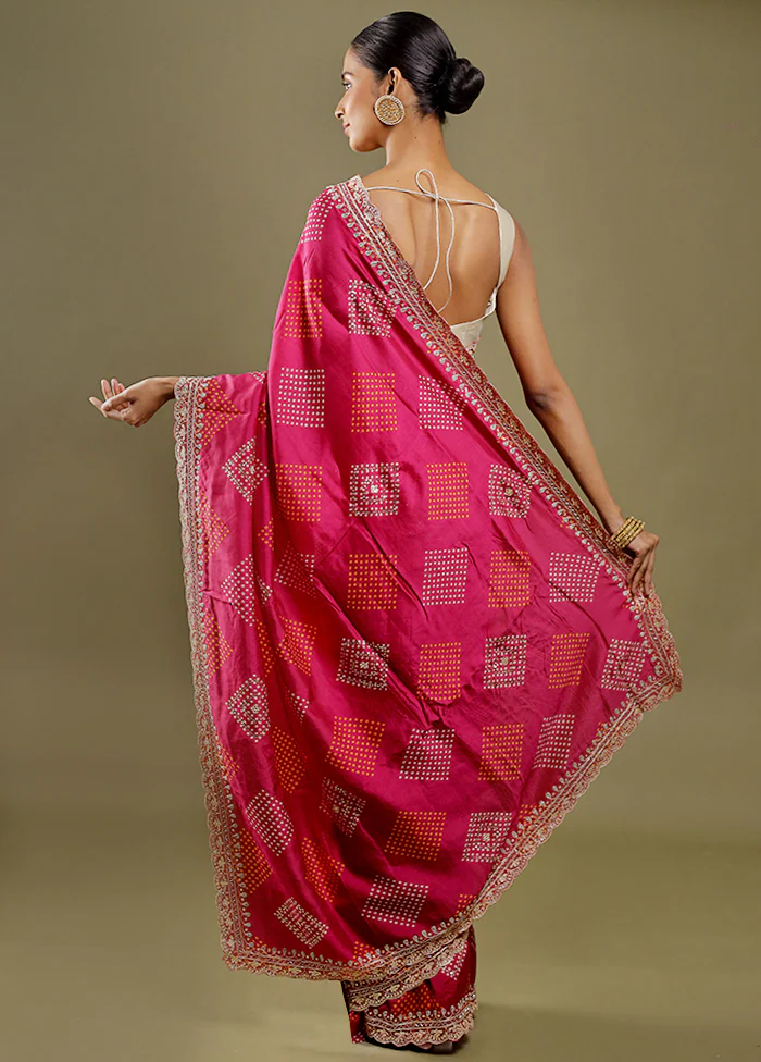 Pink Handloom Chiffon Pure Silk Saree With Blouse Piece - Image 4